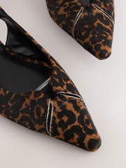 Leopard Forever Comfort® Premium Leather Pointed Toe Hardware Slingback Shoes - Image 9 of 10