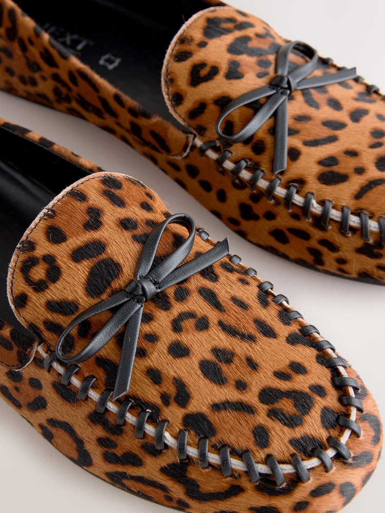 Leopard Forever Comfort® Leather Round Toe Driver Loafers - Image 10 of 10