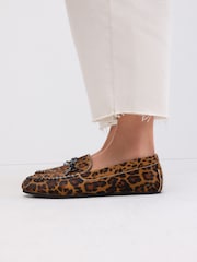 Leopard Forever Comfort® Leather Round Toe Driver Loafers - Image 3 of 10