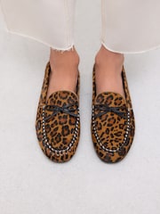 Leopard Forever Comfort® Leather Round Toe Driver Loafers - Image 4 of 10