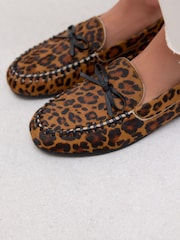 Leopard Forever Comfort® Leather Round Toe Driver Loafers - Image 5 of 10