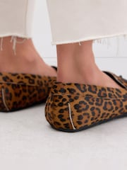 Leopard Forever Comfort® Leather Round Toe Driver Loafers - Image 6 of 10