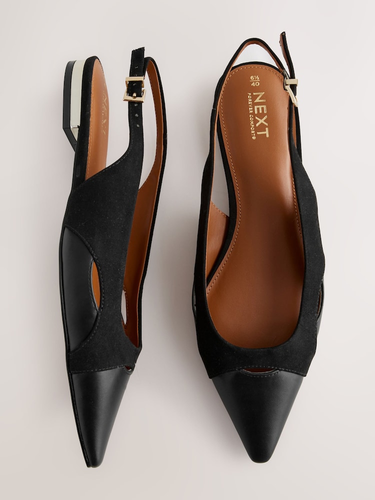Schwarz - Forever Comfort® Pointed Toe Slingback Shoes - Bild 1 von 6