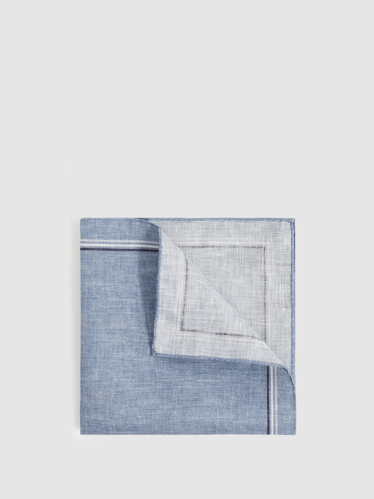 Reiss Soft Blue Fiorello Linen Pocket Square - Image 1 of 3
