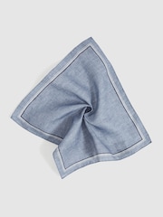 Reiss Soft Blue Fiorello Linen Pocket Square - Image 2 of 3
