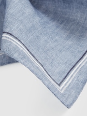 Reiss Soft Blue Fiorello Linen Pocket Square - Image 3 of 3