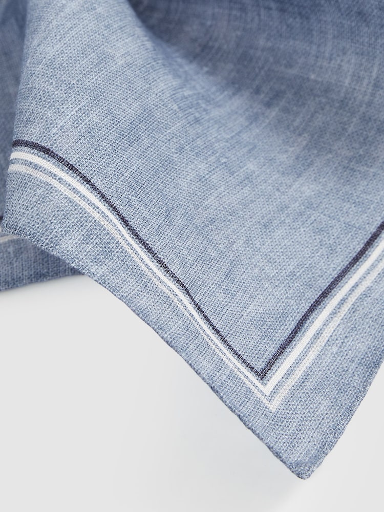 Reiss Soft Blue Fiorello Linen Pocket Square - Image 3 of 3