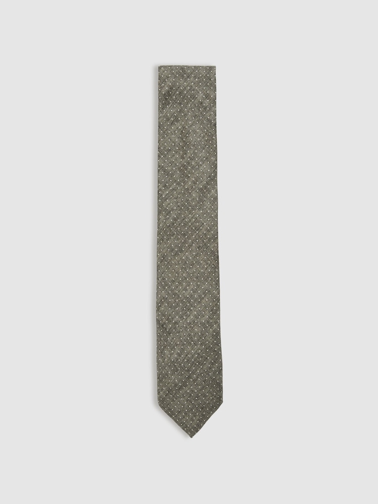 Oliva - Reiss Aurelio Silk Pin-Dot Tie - Imagen 1 de 5