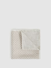 Reiss Oatmeal Giulio Silk Medallion-Print Pocket Square - Image 1 of 5