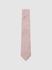 Rosa claro - Reiss Aurelio Silk Pin-Dot Tie - Imagen 1 de 5