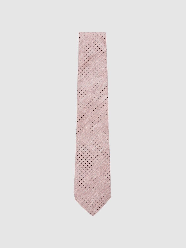 Rosa claro - Reiss Aurelio Silk Pin-Dot Tie - Imagen 1 de 5