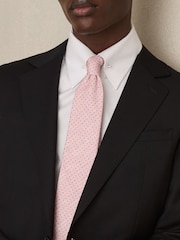 Rosa claro - Reiss Aurelio Silk Pin-Dot Tie - Imagen 2 de 5