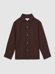 Reiss Dark Brown Ruban Linen Long-Sleeve Shirt - Image 2 of 4