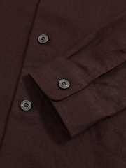Reiss Dark Brown Ruban Linen Long-Sleeve Shirt - Image 4 of 4