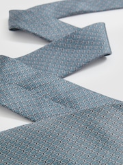 Reiss Soft Blue Caruso Silk Geometric-Print Tie - Image 3 of 5