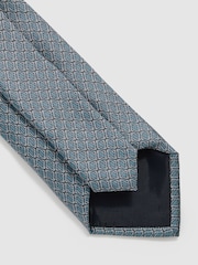 Reiss Soft Blue Caruso Silk Geometric-Print Tie - Image 4 of 5