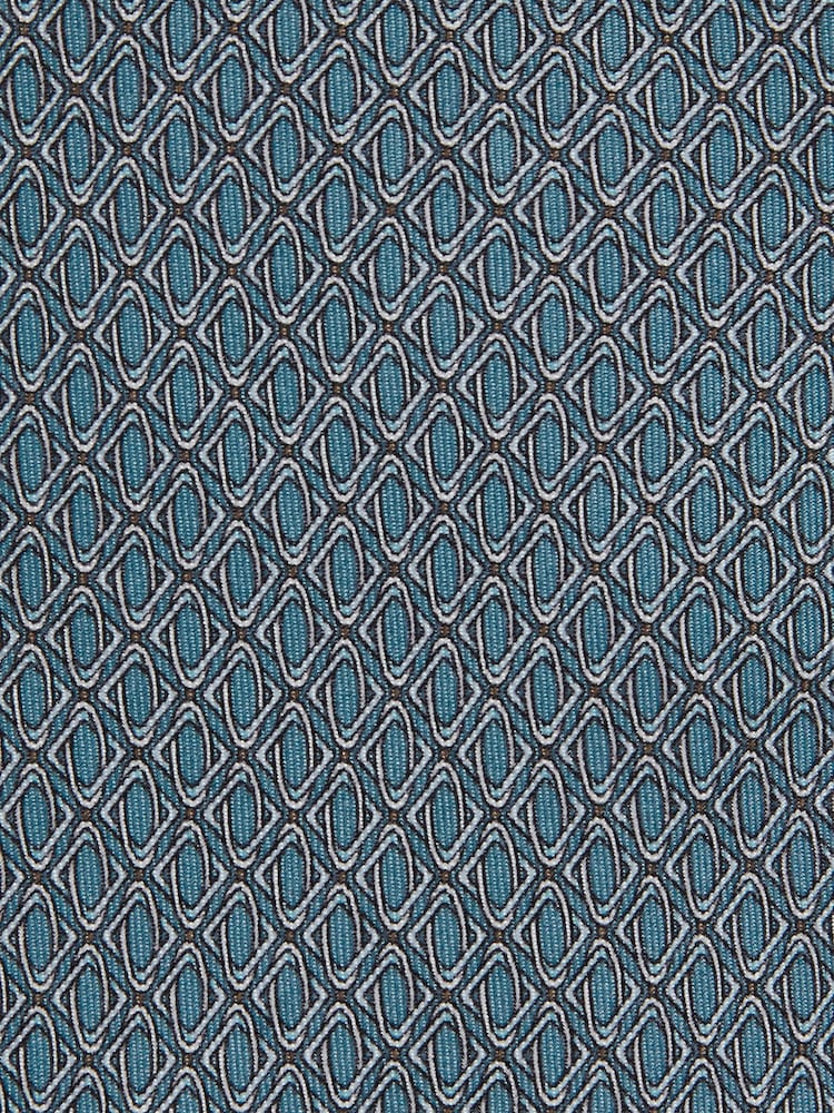 Reiss Soft Blue Caruso Silk Geometric-Print Tie - Image 5 of 5