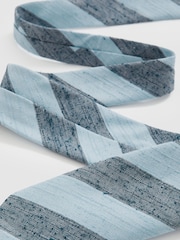 Reiss Soft Blue Ercole Silk-Blend Textured Stripe Tie - Image 2 of 4