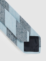 Reiss Soft Blue Ercole Silk-Blend Textured Stripe Tie - Image 3 of 4