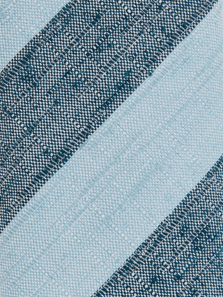 Reiss Soft Blue Ercole Silk-Blend Textured Stripe Tie - Image 4 of 4