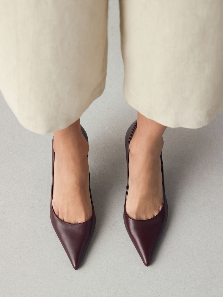 Burgundy Red Extra Wide Fit Forever Comfort® Leather Mid Court Shoes - Image 1 of 10 Burgundy Red Extra Wide Fit Forever Comfort® Leather Mid Court Shoes - Image 1 of 10