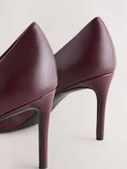 Burgundy Red Extra Wide Fit Leather Mid Court Shoes - Image 11 of 11