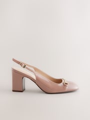 Nude Extra Wide Fit Forever Comfort® Hardware Slingback Block Heels - Image 3 of 7