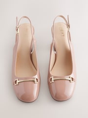 Nude Extra Wide Fit Forever Comfort® Hardware Slingback Block Heels - Image 4 of 7