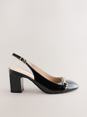 Black Extra Wide Fit Forever Comfort® Hardware Slingback Block Heels - Image 4 of 8