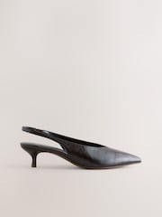 Chocolate Brown Extra Wide Fit Forever Comfort® Point Toe Low Slingback Kitten Heels - Image 1 of 6