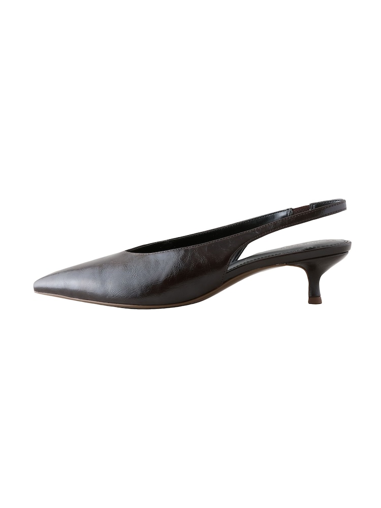 Chocolate Brown Extra Wide Fit Forever Comfort® Point Toe Low Slingback Kitten Heels - Image 2 of 6