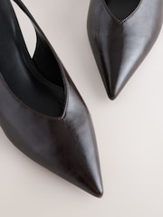 Chocolate Brown Extra Wide Fit Forever Comfort® Point Toe Low Slingback Kitten Heels - Image 4 of 6