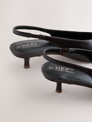 Chocolate Brown Extra Wide Fit Forever Comfort® Point Toe Low Slingback Kitten Heels - Image 6 of 6