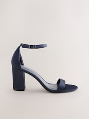 Navy Extra Wide Fit Forever Comfort® Block Heel Sandals - Image 1 of 5