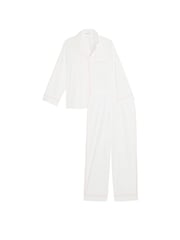 Victoria's Secret White With Pink Piping Cotton Long Pyjama Set - Image 3 of 3
