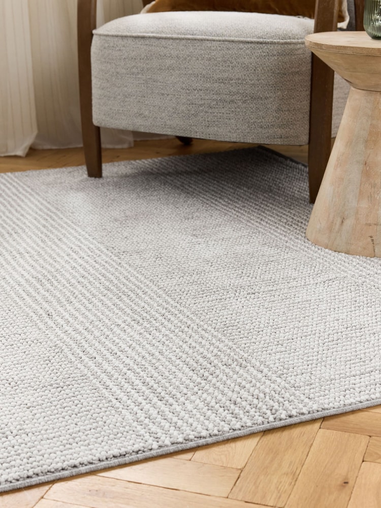 Grey Albie Texture Stripe Rug - Image 2 of 5