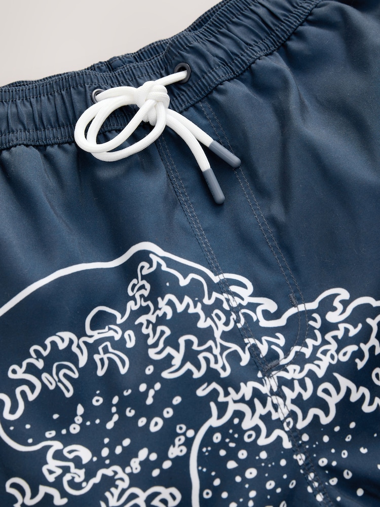 Blue Hokusai License Printed Swim Shorts - Image 2 of 4