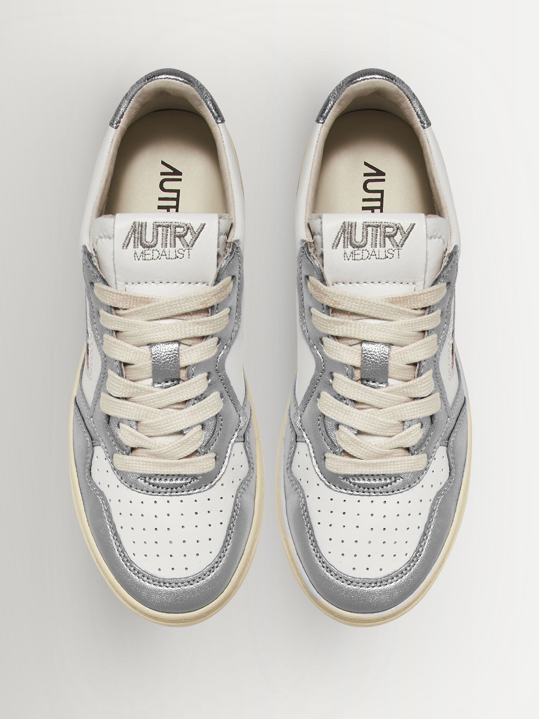 Buy AUTRY Silver Womens Medalist Low Trainers from Next Singapore