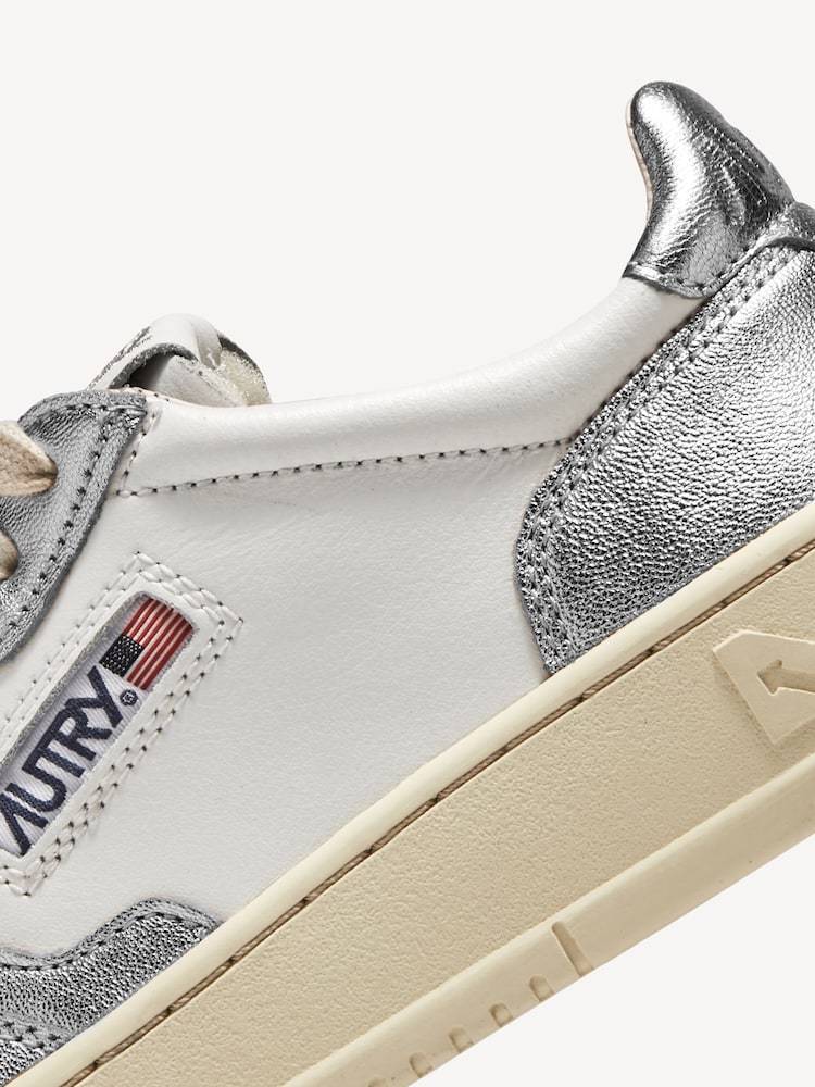 AUTRY Silver Womens Medalist Low Trainers - Image 6 of 6