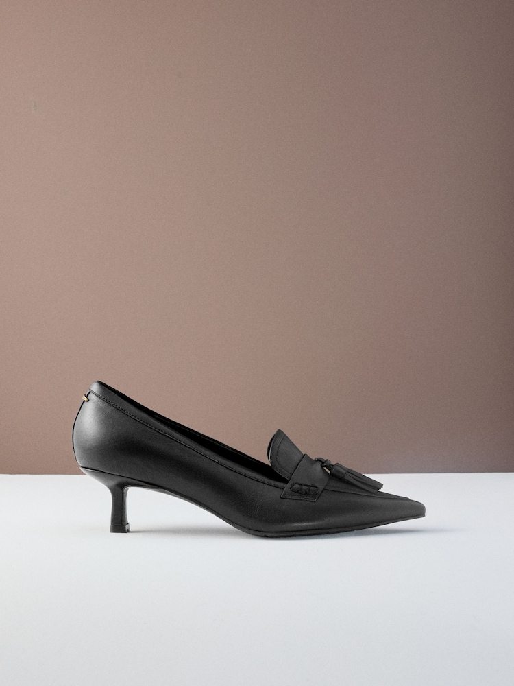 Negro - Forever Comfort® Premium Leather With Motionflex Point Toe Tassel Heels Loafers - Imagen 1 de 12 Negro - Forever Comfort® Premium Leather With Motionflex Point Toe Tassel Heels Loafers - Imagen 1 de 12