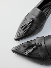 Negro - Forever Comfort® Premium Leather With Motionflex Point Toe Tassel Heels Loafers - Imagen 11 de 12