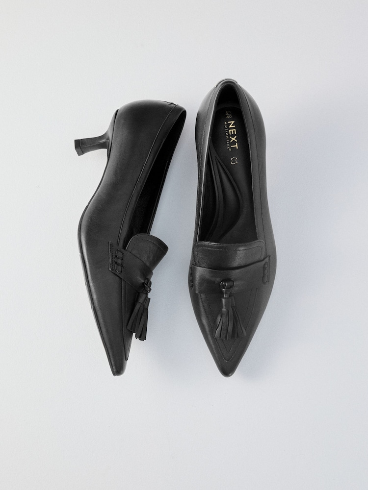 Negro - Forever Comfort® Premium Leather With Motionflex Point Toe Tassel Heels Loafers - Imagen 12 de 12