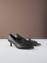 Negro - Forever Comfort® Premium Leather With Motionflex Point Toe Tassel Heels Loafers - Imagen 8 de 12