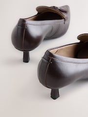 Choc Brown Forever Comfort® Premium Leather With Motionflex Point Toe Tassel Heels Loafers - Image 5 of 5