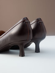 Choc Brown Forever Comfort® Premium Leather With Motionflex Point Toe Tassel Heels Loafers - Image 8 of 10