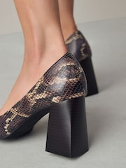 Snake Forever Comfort® Leather Block Court Heels - Image 3 of 9