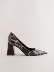 Snake Forever Comfort® Leather Block Court Heels - Image 5 of 9