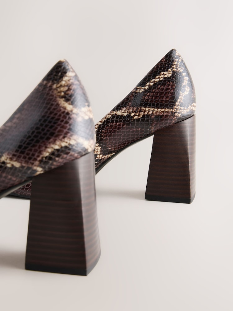 Snake Forever Comfort® Leather Block Court Heels - Image 9 of 9