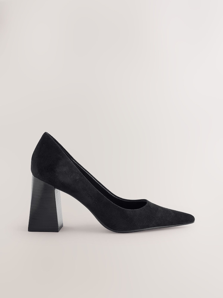 Black Forever Comfort® Leather Block Court Heels - Image 1 of 5