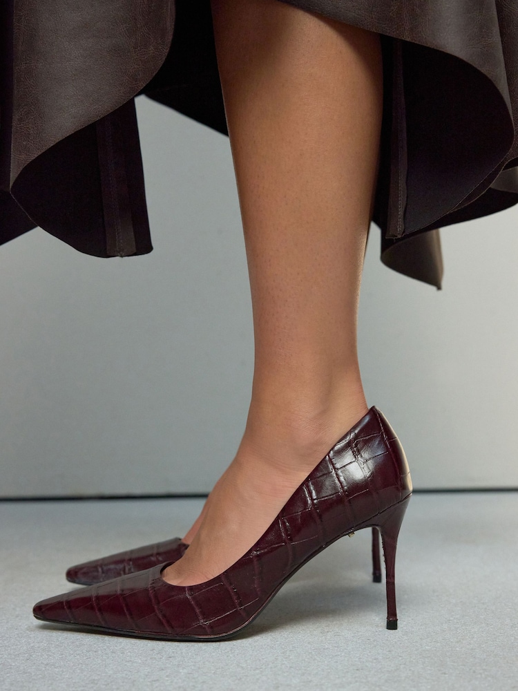 Buy Burgundy Red Signature Premium Leather Croc Embossed Pointed